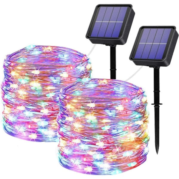 Utomhus solcellslampor, [Set om 2] 2×12M 100 LED solcellslampor