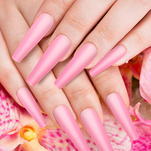 smink _ 100 stk. lange ballet falske negle _ ensfarvet med pink