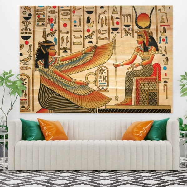 Heyone Historisk egyptisk kung väggmålning vägghängande egyptisk väggmålning gobeläng väggkonst Heminredning Gobeläng för vardagsrum 150x130cm