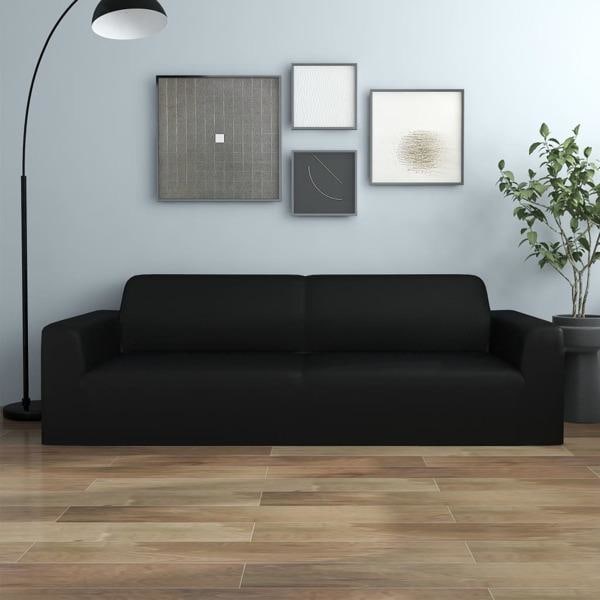 vidaXL Sofföverdrag 3-sits med stretch svart polyesterjersey black 1300