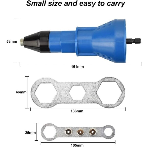 Adapter til nittepistol i rustfrit stål, elektrisk nittepistol