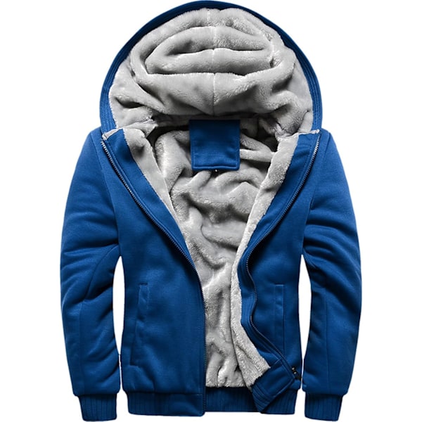 HERR PULLOVER TERMISK SHERPA FODRET JUMPER JAKKER VINTER TRENING FLEECE HOODIE FULL ZIP ULL VARM TYKK JAKKER YTTREKLÆR 11BLUE 11blue L