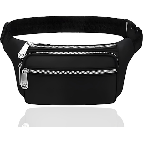 Vyötärkki, Vedenkestävä 4 Vetoketjullinen Tasku Fanny Pack Juoksu Vyötärkki Laukku Säädettävä Vyö Vyötärkki Ulkoilulle, Urheilulle, Vaellukselle, Matkalle (Musta)