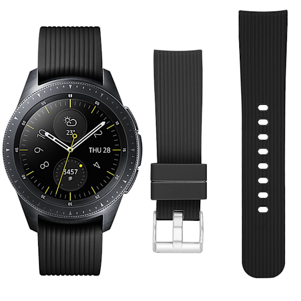 Samsung Galaxy Watch 42 mm silikoniranneke (S) Sort