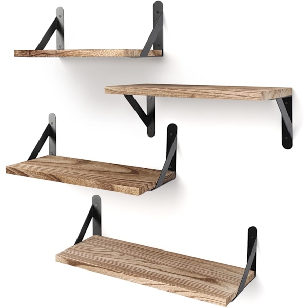 Floating Shelves for Wall, Light Carbonized Brown Wall Shelves Different Sizes, Wall Mounted Wood Shelf for Living Room,