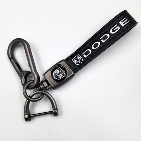 Personlig metall nøkkelring med logo - Herre lær nøkkelring Dodg Dodg Dodge Gunmetal Hardware