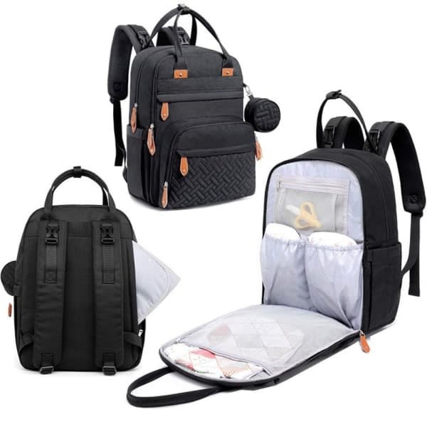 Diaper Bag Backpack with Portable Changing Pad for Moms and Dads Dark Grey-FA- dark grey