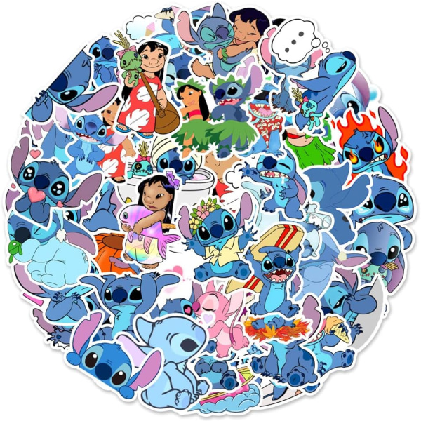 100 kpl Stitch-tarroja, Lilo & Stitch -tarroja vesipulloihin, kannettavaan tietokoneeseen, tietokoneeseen, puhelintarrat, lahja lapsille ja teini-ikäisille