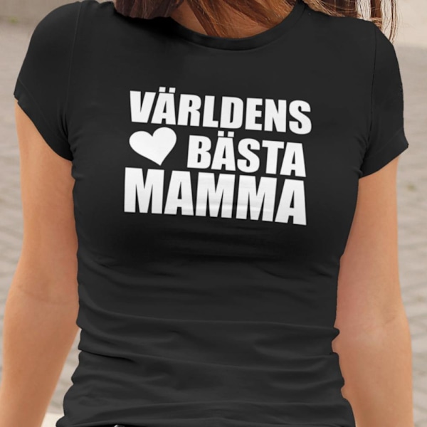 Dam T-shirt  - Världens bästa Mamma heart tröja