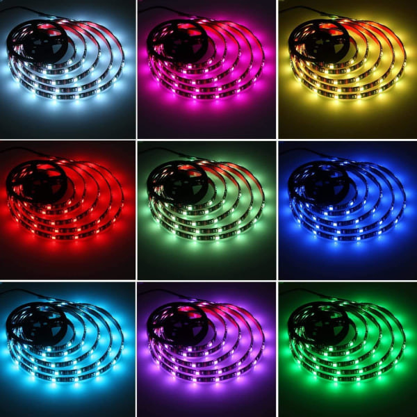 RGB LED-remsa med fjärrkontroll - 6,56 fot flexibel färg
