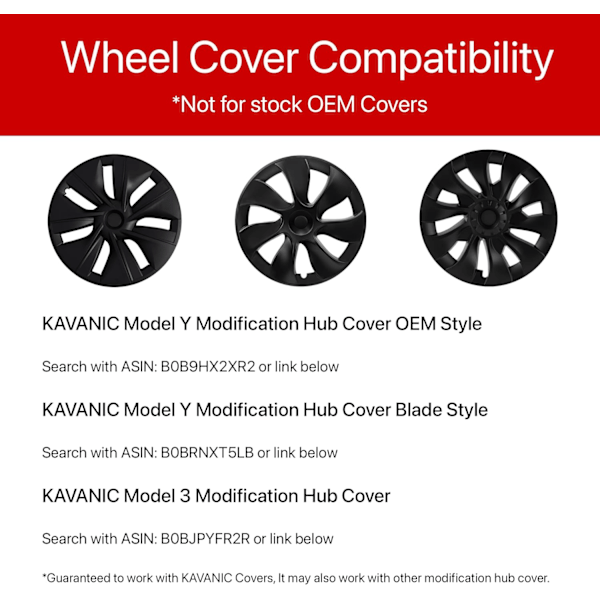 Navkapsel (4 stk) til Tesla Model Y Model 3 Modifikationsnavkapsel (Hvid/Mat Sort)