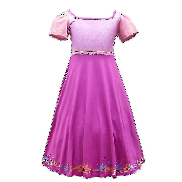 Rapunzel-dräkt för flickor Fest Snygga kortärmade prinsessklänningar A