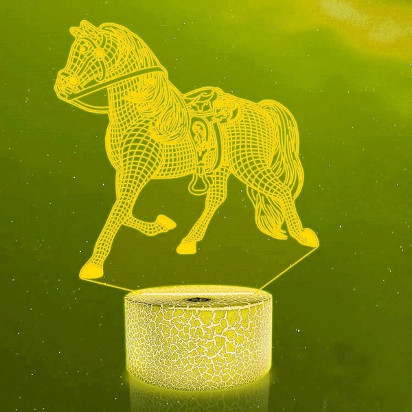 3D Hest LED Nattlys Lampe Illusionslys 16 Farger