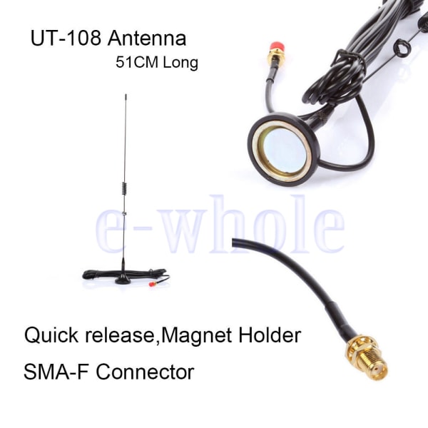 UT-108UV SMA-F UHF + VHF mobil magnetisk fordonsmonterad antenn