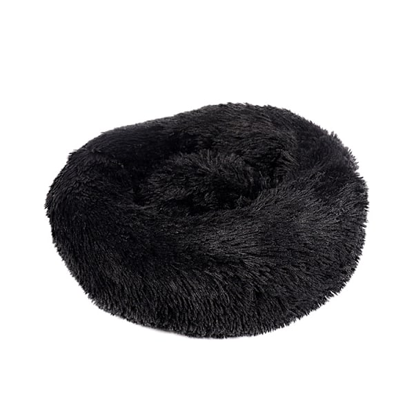 Queta Katteseng, Smuk Dyreseng, Lille Hundeseng Kæledyrsseng Plys Blød Rund Katteseng (50cm) black-FA2- black Diameter 50 cm