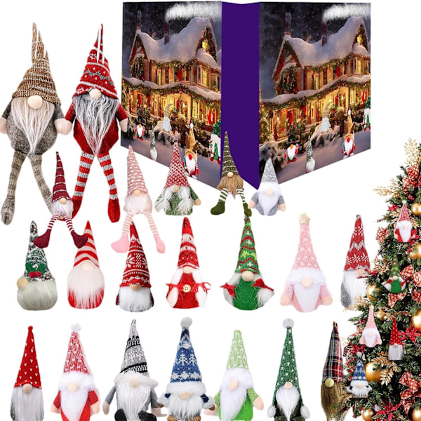 Julekalender 2024 med 24 unikke animefigurer, bærbar nedtællingskalender med festlige gaver til alle aldre 24 gnomes