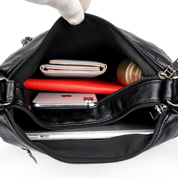 Dames Messenger Bag i PU-Lær, Liten Skulderveske, Pengesekk, Crossover