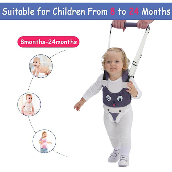 Baby Gå-sele Justerbar Toddler Gå-assistent Håndholdt Stående Op Gå-hjælper Brown