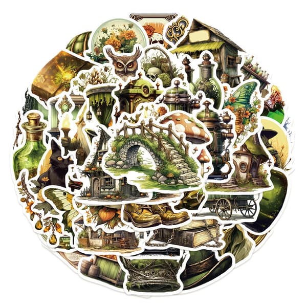 50 st Magic Witch Wizard Theme Kittel Potion Scrapbook Graffiti Harry Stickers-FA-