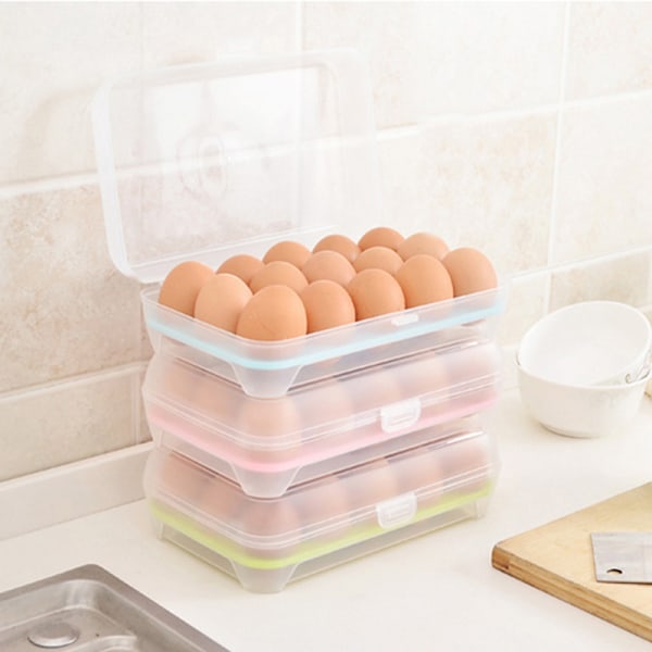 15 rutenett plast oppbevaringsboks eggbeholder eggkartonger for kjøleskap White