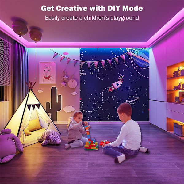 15M LED-strimmelbelysning Bluetooth Smart App-styring Musiksynkronisering Farveskift RGB LED-lysstrimler med fjernbetjening