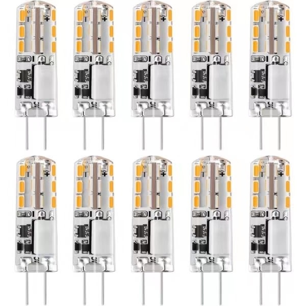 10x G4 LED-pærer 12V AC/DC Varmt Hvid 3000K 2W, dæmpbar lys - WELLNGS