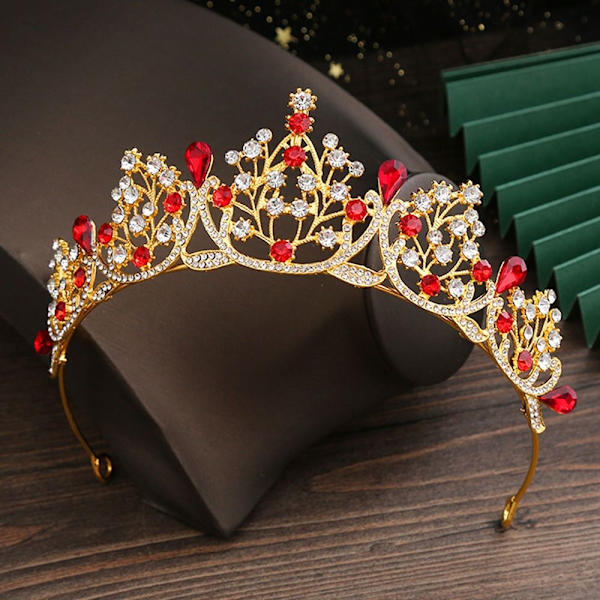 Prinsesse Krystal Tiaraer Rhinestone Hårbøjle RÖD red