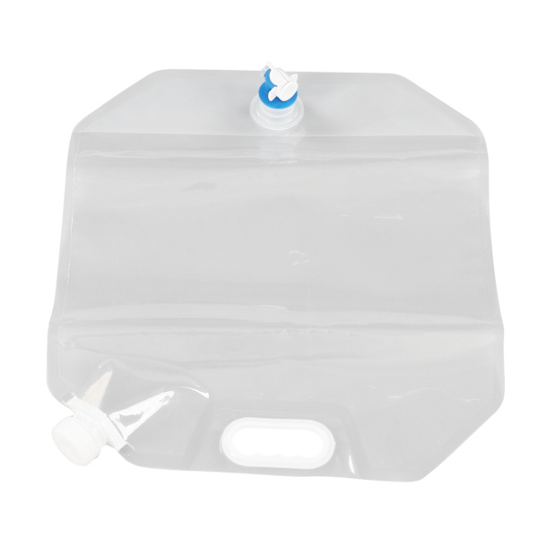 15L sammenleggbar vanntankbeholder Matkvalitet PVC Bærbar bærehåndtak Camping Vannpose for campingkjøring Hvit