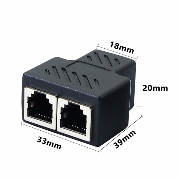 RJ11 hona till 2 hona 6P6C telefonjack splitter Inline koppling Telefonförlängningsadapter för fast telefonfax (1 till 2) 2st