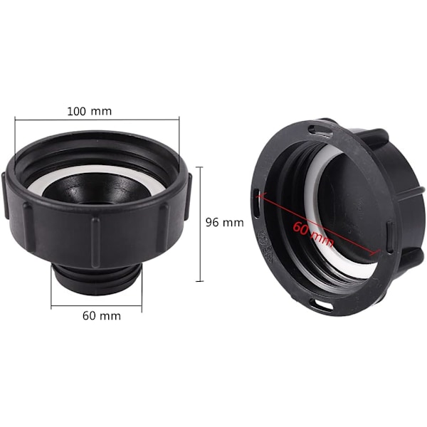 IBC tankadapter S100 x 8 - För reduktion S60 x 6 - Grov gänga med lock - Trädgårdsslang - Kranadapter