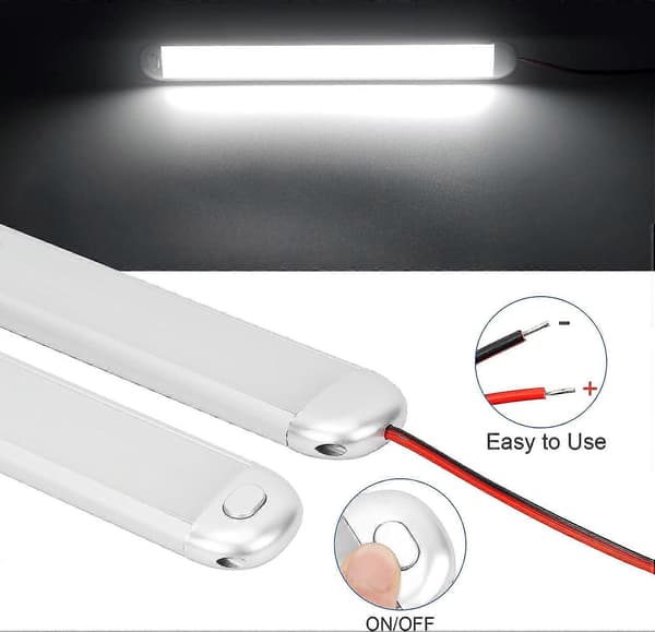 12V LED-lys Campingvogn 12V LED Strip Light Bobil Van Lys Interiør LED 12V med Bryter På/Av 2stk-FA-