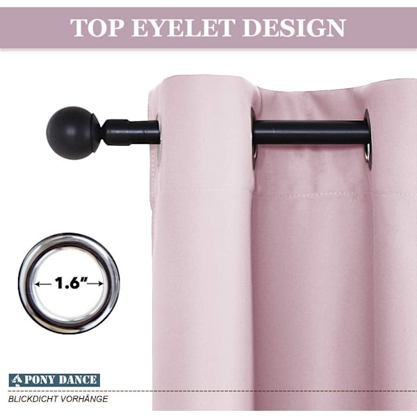 2 stk mørkleggingsgardiner (Rosa 132*60cm)