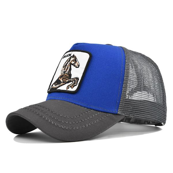 Hevonen Eläin Kirjailtu Baseball-lippis Mesh Trucker Hat Gray Blue