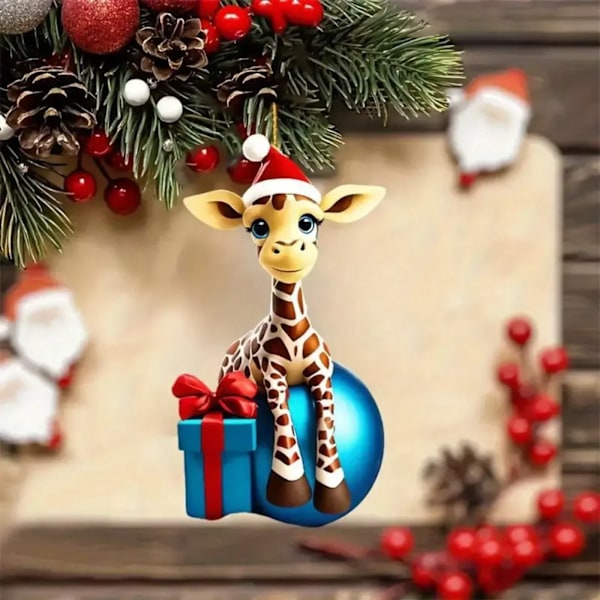 Julhängande Dekoration för Hemmet, Julhängande Cartoon Giraffmönster, Julgranshängare, Bilhängande Festlig Tillbehör A A 3pcs