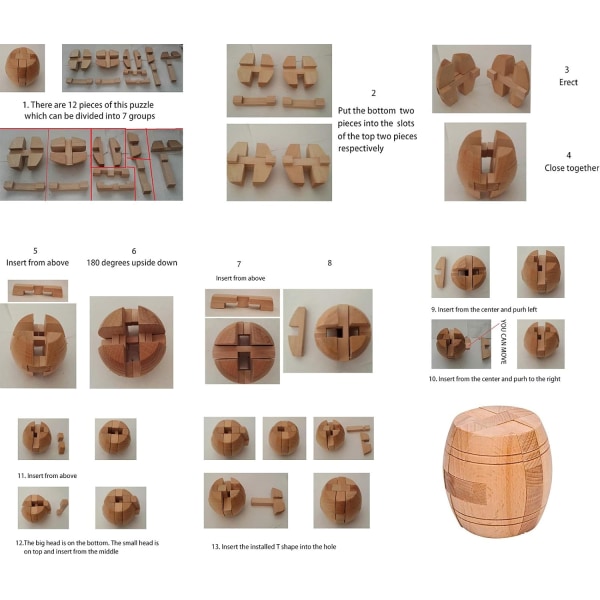 Håndlavet voksen puslespil i træ med 3D-lås