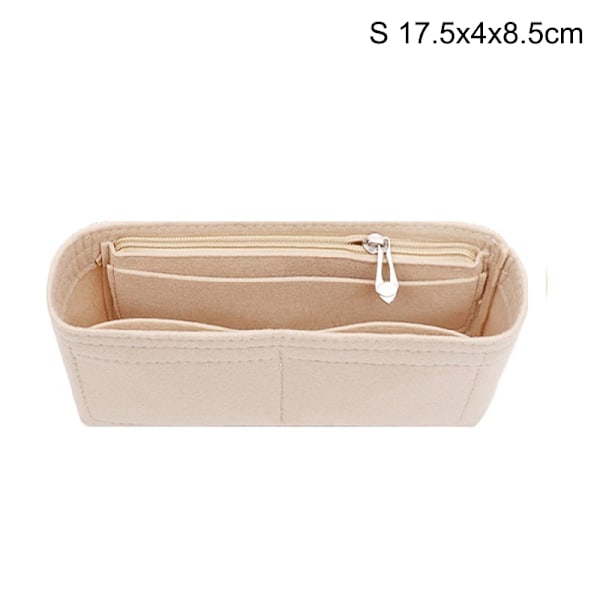 Multi-lomme Kvinders Indsækspose Håndtaske i Filt Beige Beige S