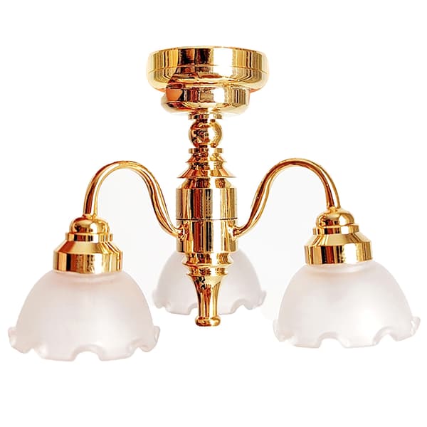 1:12 Dukkehus Miniature LED Guld Loftslampe Lysekrone-FA-