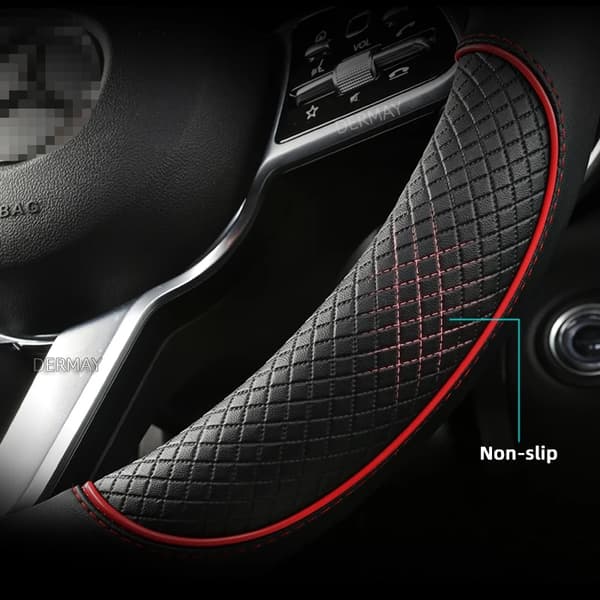 Microfiber Leather Dermay Car Steering Wheel Cover Compatible with Kia Ceed Xceed Ceed SW Pro_Ceed GT Car Accessories Interior-FA- D shape Red
