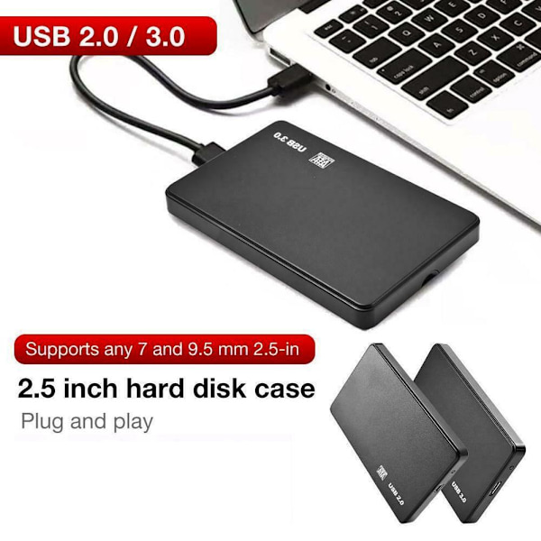 USB3.0/2.0 SATA 2.5\" Ekstern Harddiskboks blackB B