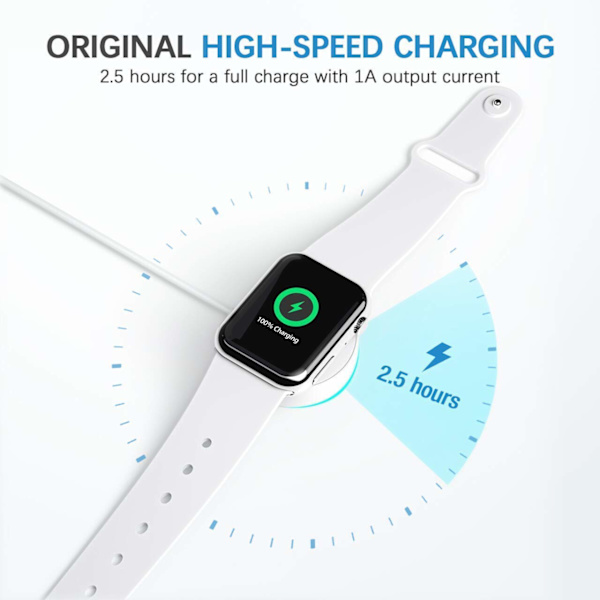 Klocka, klocka Laddningskabel MFi-certifierad magnetisk trådlös bärbar laddare Laddningskabel Kompatibel för Apple Watch Series SE 6 5 4 3