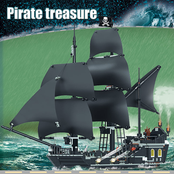 Sort Pearl Ship Piratskib Kompatibel med 4184 4195 Caribisk Model Byggeklodser Klodser Legetøj til Børn Fødselsdag Julegaver Revenge