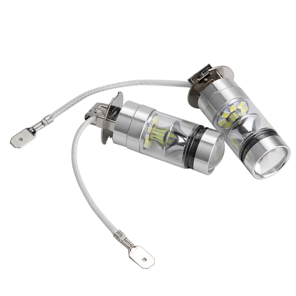 2 stk H3 6000K 100W LED 20-SMD Høy Effekt Dimkjøring DRL Pærer HID