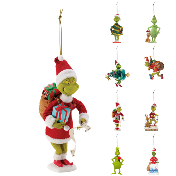 Julgrinch prydnad julgran hängande dekor figur hängsmycke G