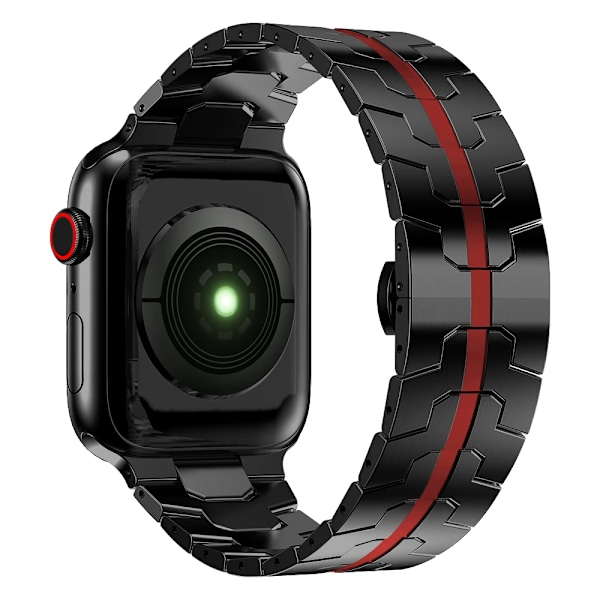 Lyxarmbånd til Apple Watch -bånd 45mm 44mm 49mm 42mm 41mm 40mm 38mm Metal rustfrit stål Armbånd iWatch Series 7 8 SE 3 Ultra sort rød 38mm 40mm 41mm black red