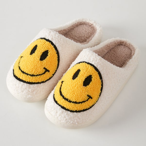 Smiley Kvinnor Vinter Varma Tofflor white EU Size 37-38