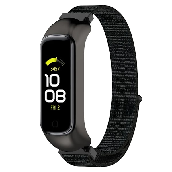 Samsung Galaxy Fit2 SM-R220 Nylon-kardborreband (Mörk Svart + Svart Ram) Svart
