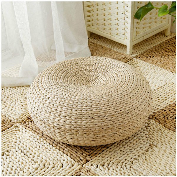 Halm Kudde Rattan Futon Meditationskudde Handvävd Futon T