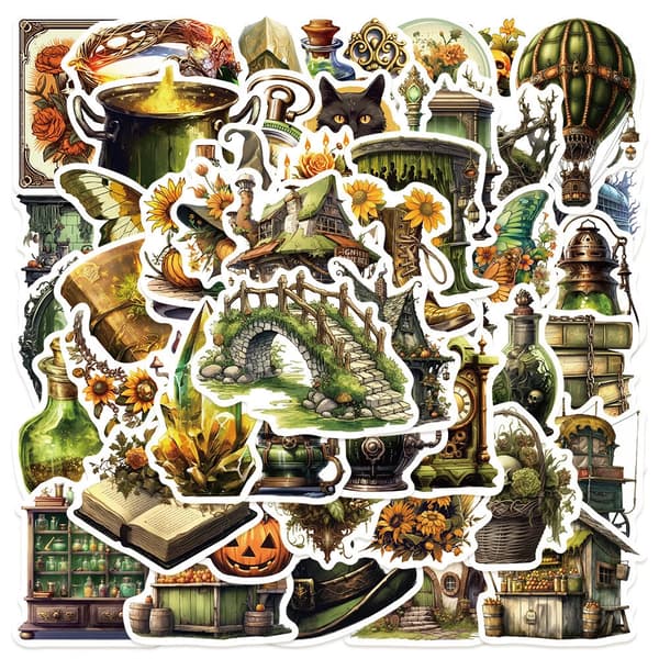 50 st Magic Witch Wizard Theme Kittel Potion Scrapbook Graffiti Harry Stickers-FA-
