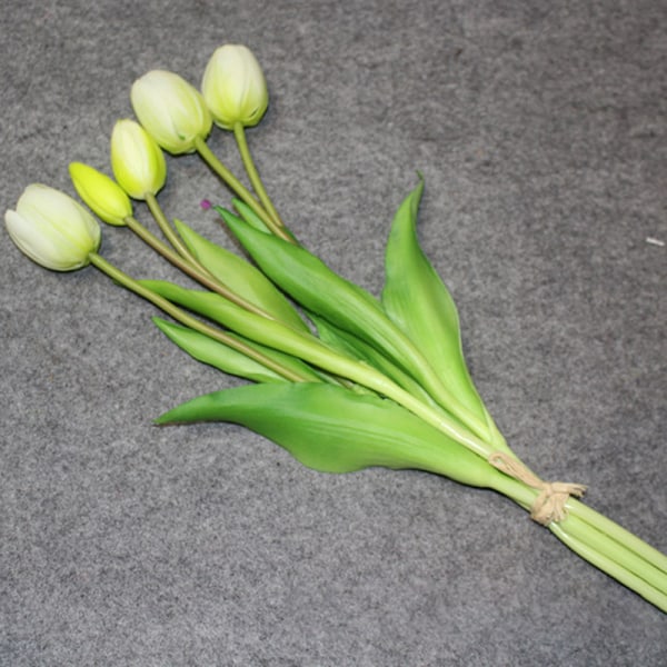 Luksuriøse silikon Real Touch tulipaner Bukett Dekorativ White