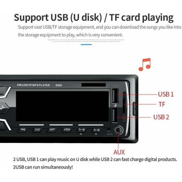 Bilradio Bluetooth Bilradio, 1Din Bilradio, 4x60W Autoradio 7